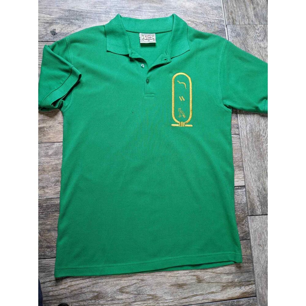 Men's Medium Carla Craft Polo Golf Shirt Green Egyptian Cotton